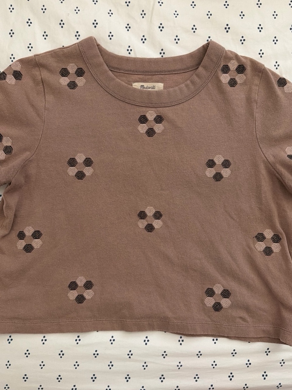 Madewell Brown Floral Dot Cotton Tee